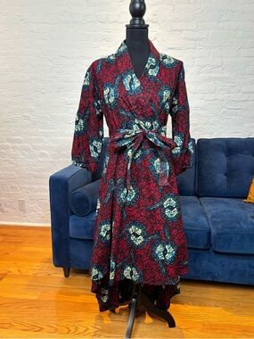 Mae Otti “Moyo” High-Low Wrap Dress in Vintage African Print - XL